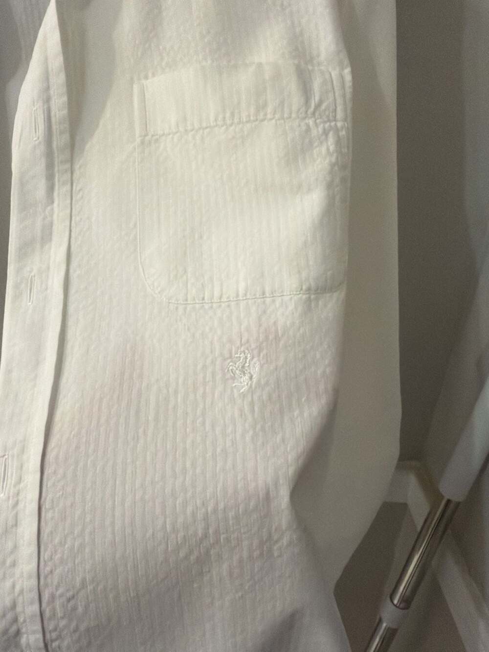 Ferrari White Seersucker Long Sleeve Button Down Shirt - Picture 4 of 7